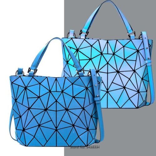 Luminous Bag Reflective Geometric Purse Shoulder Bag Plain Bucket Handbags Hasp