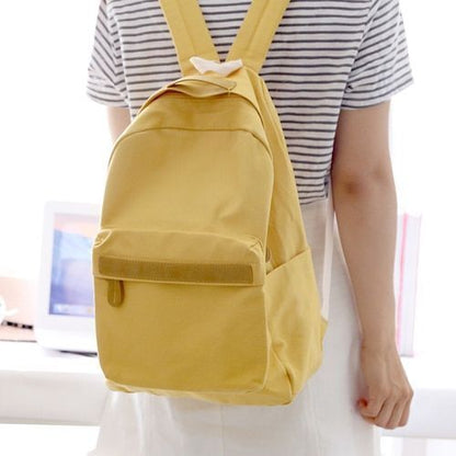 Small/Big Canvas Backpack Solid Color School Schoolbag Traveling Shoulder Bags