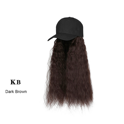 Baseball Cap Wig Kinky Straight Hat Synthetic Hair Wigs Natural Adjustable Hat