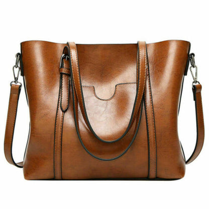 Women's Large Retro Handbag PU Leather Shoulder Bag Purse Messenger Tote Satchel
