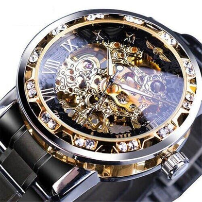 Men's Watches Skeleton Watch Mechanical Movement Stainless Steel Transparent Uk