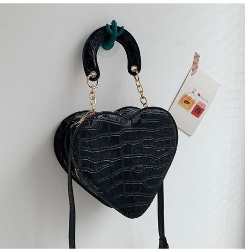 Heart Bag Stone Pattern Synthetic Leather Crossbody Small Shoulder Purse Handbag