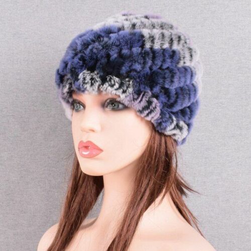 Fur Hats Rabbit Winter Womens Russian Real Knitted Cap Warm Beanie Fashion Solid