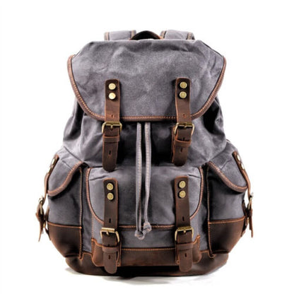 Military Retro Waterproof Oil Wax Canvas Backpack Large Capacity Man's Rucksack