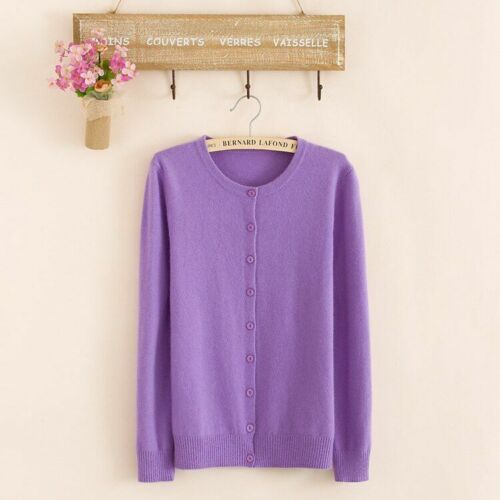 Women Sweater Cashmere Basic Cardigan O-Neck Long Sleeve Wool Knitted Solid Soft
