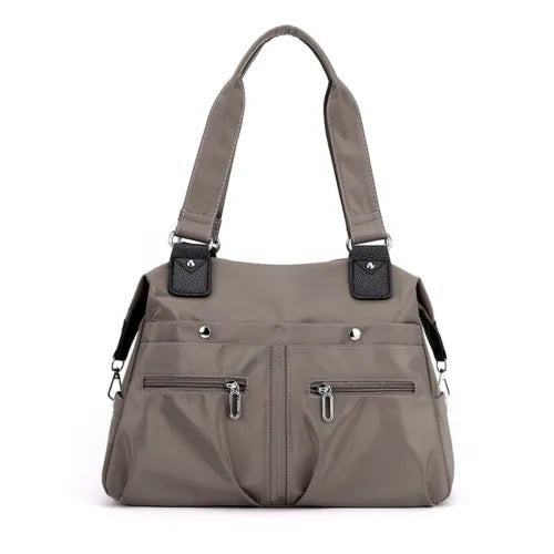 Large Capacity Lightweight Waterproof Multi-Pocket Nylon Shoulder Bag w/Zipper