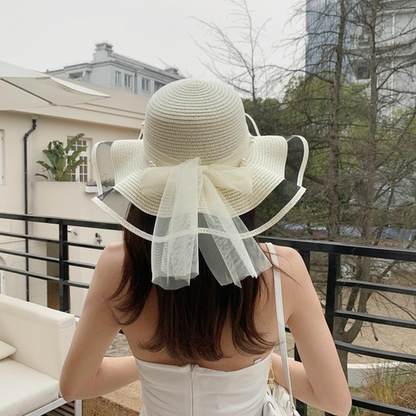 Foldable Wide Brim Floppy Girls Straw Hat Sun Hat Beach Summer Hat Protect Cap