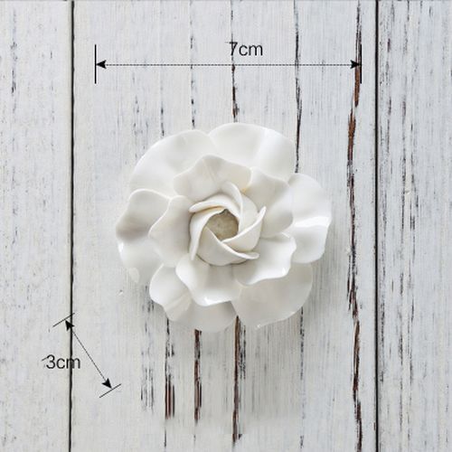 White Flower Wall Stickers Modern 3D Ceramic Decoration TV Background Art Murals