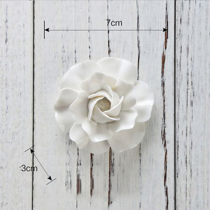 White Flower Wall Stickers Modern 3D Ceramic Decoration TV Background Art Murals