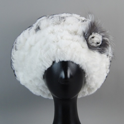 New Arrival Winter Women Fur Beret Hat Natural Fur Hats Warm Knit Rabbit Fur Cap
