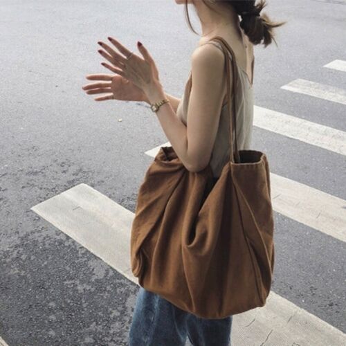 Women Canvas Tote Shoulder Bag Ladies Large Capacity Durable Shopping Handbag#h