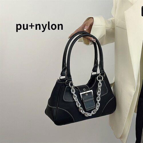 Cool Girls Canvas Bag Leather Women's Chain Shoulder Crossbody Bags Handbags