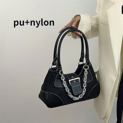 Cool Girls Canvas Bag Leather Women's Chain Shoulder Crossbody Bags Handbags