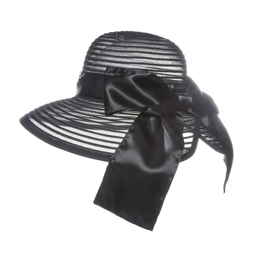 Yarn Hat Women Big Bow Feather Flower Sun Protect Hat Elegant Wedding Sea Beach