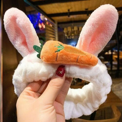 Hairbands Wash Face Women Soft Warm Coral Fleece Bow Animal Ear Hair Accessories