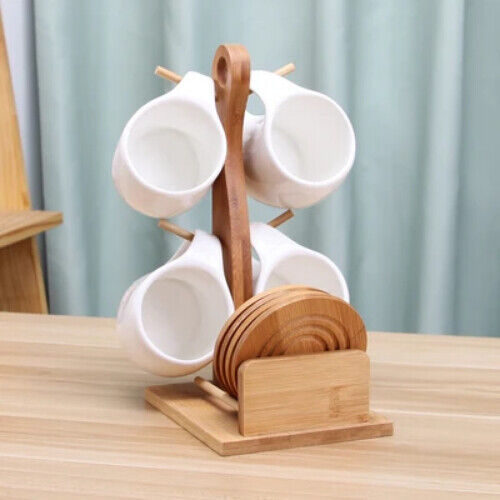 Ceramic Coffee Cup Household Mug Hanging Water Cup Set Kitchen Tea Set Bamboo