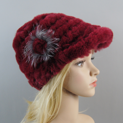 Women Winter Rabbit Fur Caps Warm Real Rabbit Fur Hats Natural Soft Knitted Hat