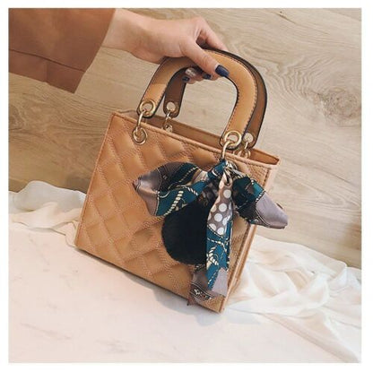 Small Handbag Ribbon Shoulder Bag Synthetic Leather Messenger Purse 21*19*9 CM