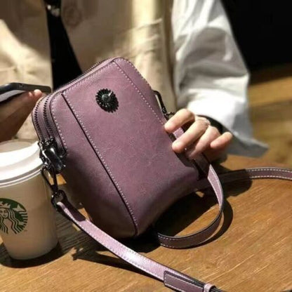 Split Leather Phone Bag Single Shoulder Messenger Cowhide Crossbody 16*18*9 CM