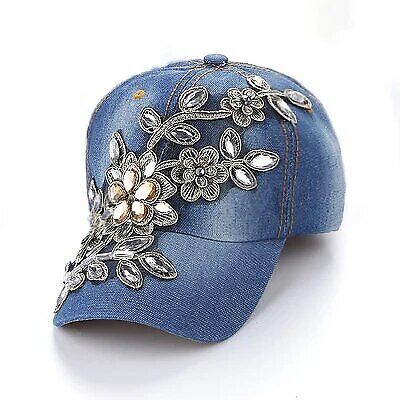 Crystal Women Baseball Cap Adjustable Snapback Casual Travel Flower Sport Hats
