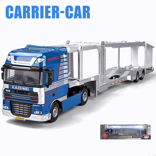 Alloy Double Deck Flatbed Trailer Model Diecast Metal Heavy Semi Trailer Transpo