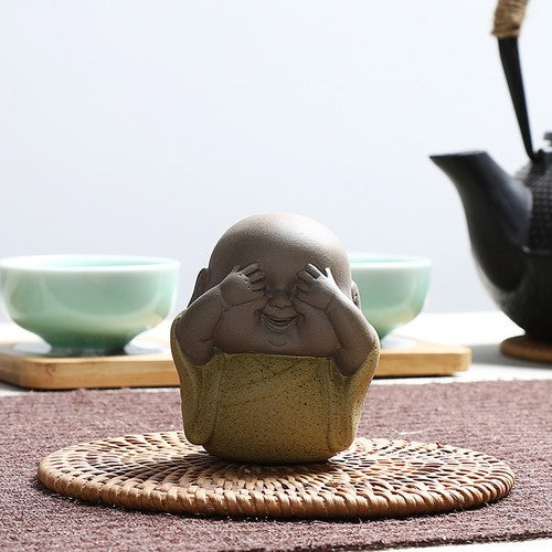2.6“Novelty Tea Pet Yixing Zisha Purple Clay Statue Lovely Figurine Mini Pet