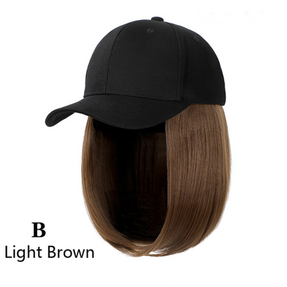 Baseball Cap Wig Kinky Straight Hat Synthetic Hair Wigs Natural Adjustable Hat
