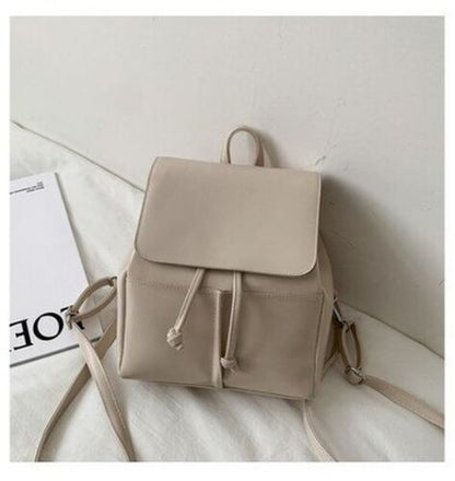 Synthetic Leather Backpack School Bags Drawstring Rucksack 19*27*15 CM Traveling