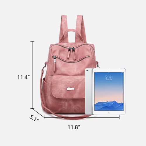 Women's PU Leather Backpack Travel Anti-theft Shoulder Bag Purse Satchel Handbag