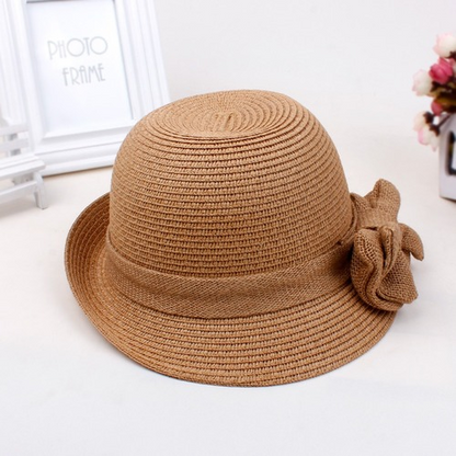 New Fashion Straw Sun Hat Summer Sun Cap with Bow Foldable Female Outside Hat