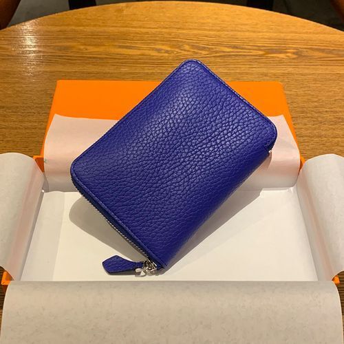 Genuine Leather Coin Bag Zipper Multi Card Pocket Wallets Purses Cotton Orange