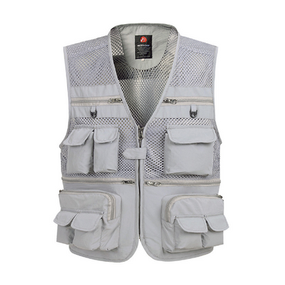Summer Mesh Vest Men Casual Breathable Multi Pocket Waistcoat Baggy Vest With