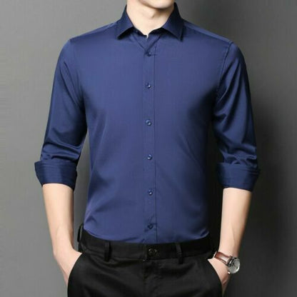 Stretch Anti-wrinkle Shirt - Men Non-iron Long Sleeve Business Standard Shirt