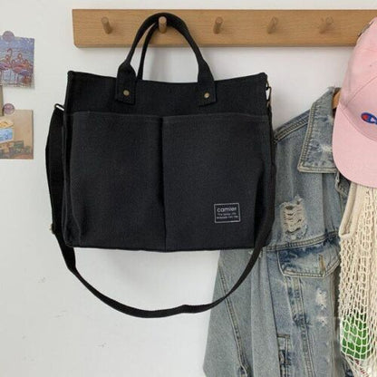 Shopping Bag Handbag Cotton Canvas Shoulder Tote Messenger Bag 32*12*27 Cm Purse