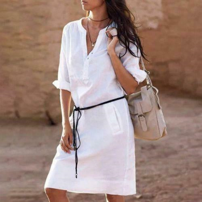 Sexy Lady Button Long Tops Tunic Linen Boho Ladies Casual Beach Shirt Dress New