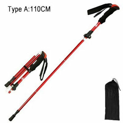 Fold Trekking Pole Portable Hiking Camping Stick Telescopic Nordic Walking Stick