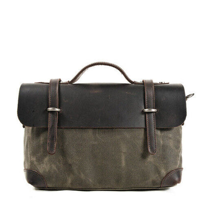 Retro Bag Canvas Leather Shoulder Messenger Portable Document Bag Knight Bag