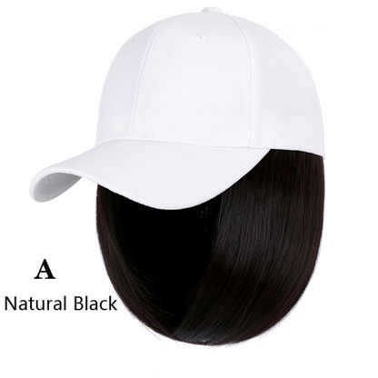 Baseball Cap Wig Kinky Straight Hat Synthetic Hair Wigs Natural Adjustable Hat