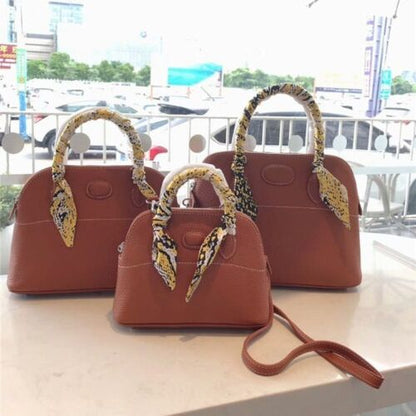 Bowling Handbag Genuine Leather Shell Purse Crossbody Shoulder Bags S/M/L Sizes