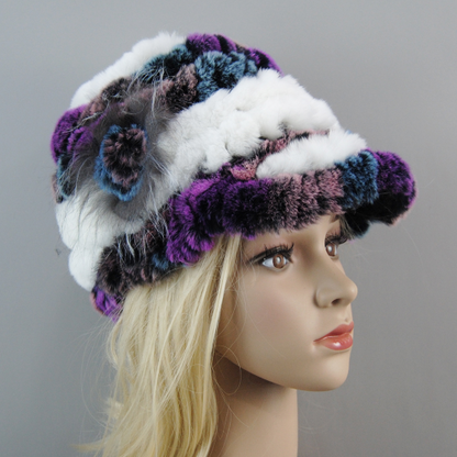 Women Winter Rabbit Fur Caps Warm Real Rabbit Fur Hats Natural Soft Knitted Hat