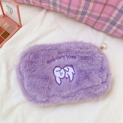 Plush Cosmetic Bag Student Large Storage Bag Travel Makeup Pouch Holder 16*24 CM