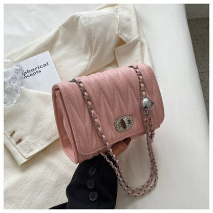 Leather Handbag Chain Handle Shoulder Messenger Bags Small Square Bag 14*20*7 CM