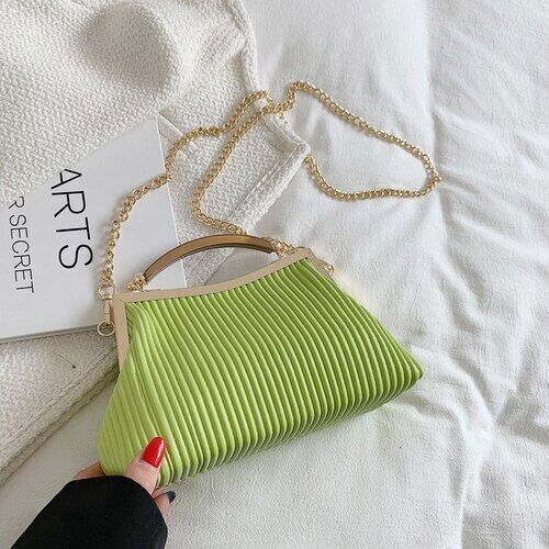 Handbag Handle Pleated Shell Bag Women Clutch Purses Crossbody Bag