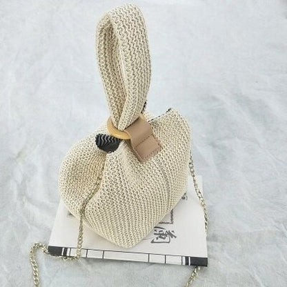 Straw Bag Beach Pouch Crossbody Handbag Vintage Handmade Knitted Shoulder Bags