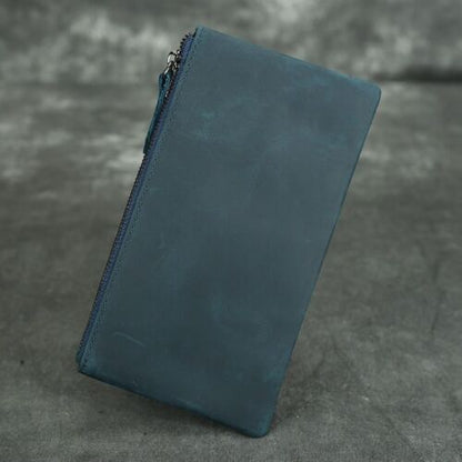 Wallet Genuine Leather Phone Bag Long Retro Ultra-Thin Leather Clutch Solid 1PC