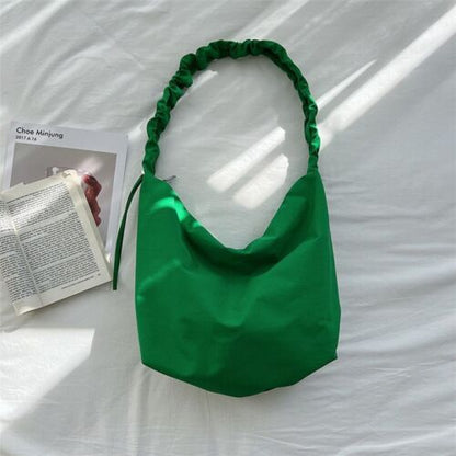 Simple Messenger Bag Large Capacity Shoulder Purse Leisure Pleated Nylon Pouch