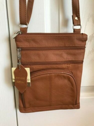 14 COLORS - Roma Leathers 6 Compartment 100% CROSSBODY LEATHER BAG 9.5" X 7.5"