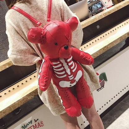Black Plush Doll Bag Women Cute Funny Backpack Flannel Soft Handle 20L Traveling