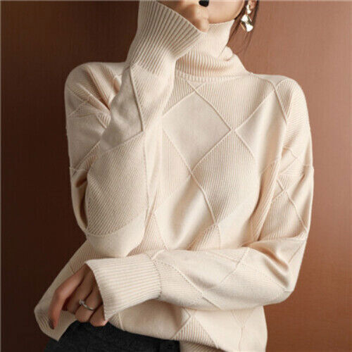 Women's Pullover Sweater Thickened Warmth Knitted Wool Sweater High Collar