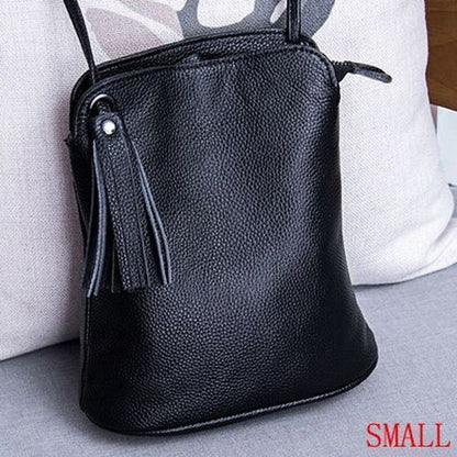 Genuine Leather Tassel Crossbody Bag Small Shoulder Purse Money Messenger Bags
